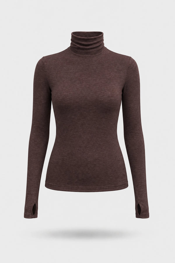 Luxe Stretch Turtleneck - Brown