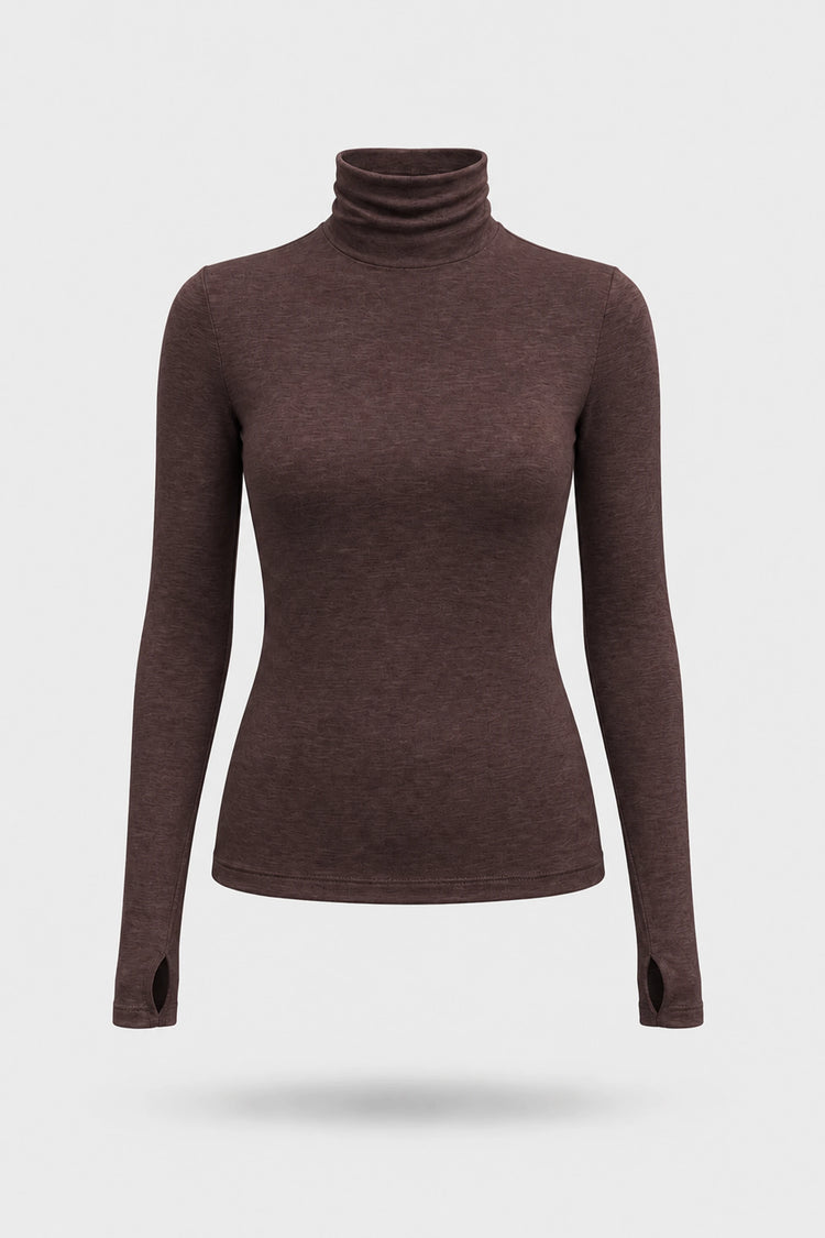 Luxe Stretch Turtleneck - Brown