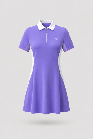 The Contour Zip Polo Golf Dress - Violet
