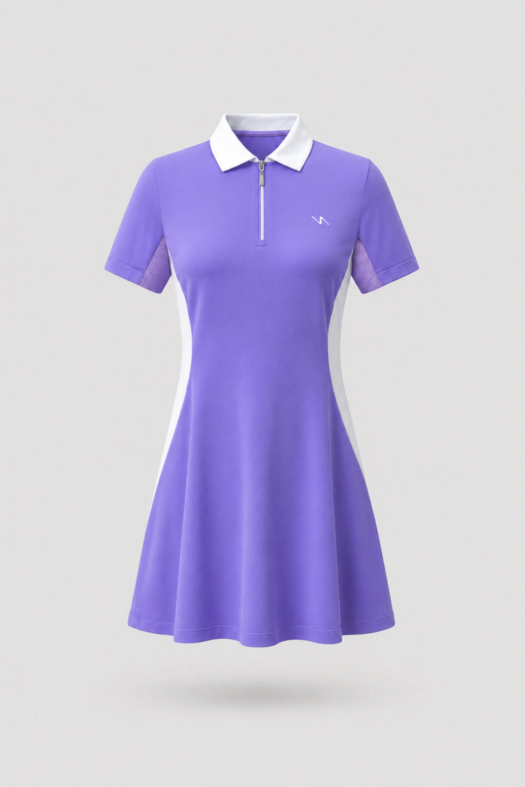 The Contour Zip Polo Golf Dress - Violet