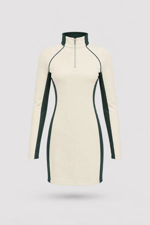 The Long Sleeve Zip Golf Dress - Cream