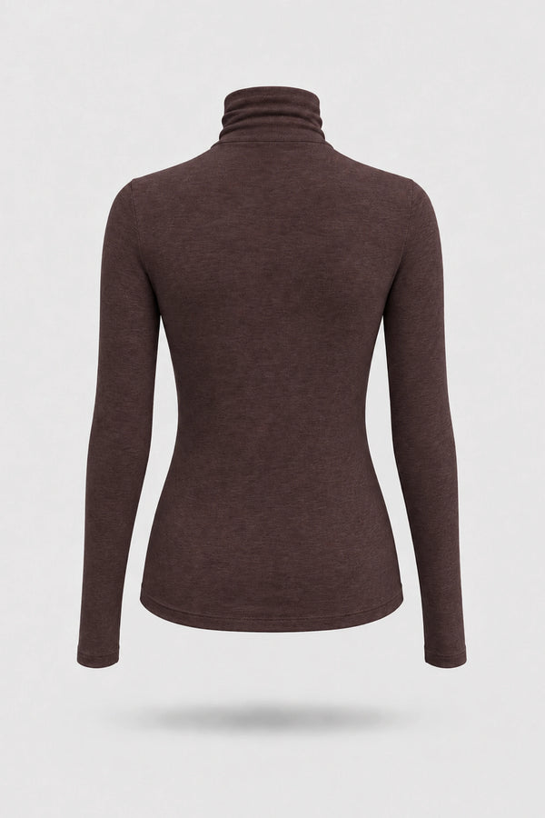 Luxe Stretch Turtleneck - Brown