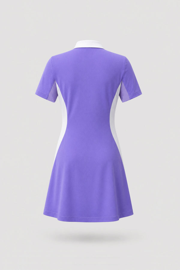 The Contour Zip Polo Golf Dress - Violet