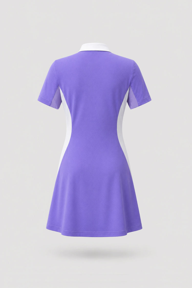 The Contour Zip Polo Golf Dress - Violet