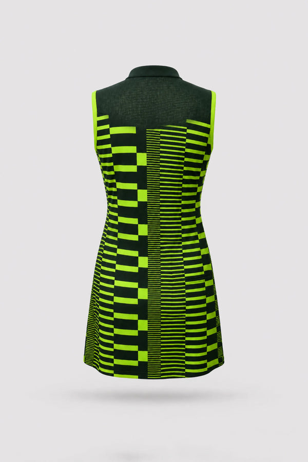 The Sleeveless Zip Golf Dress - Circuit Stripe