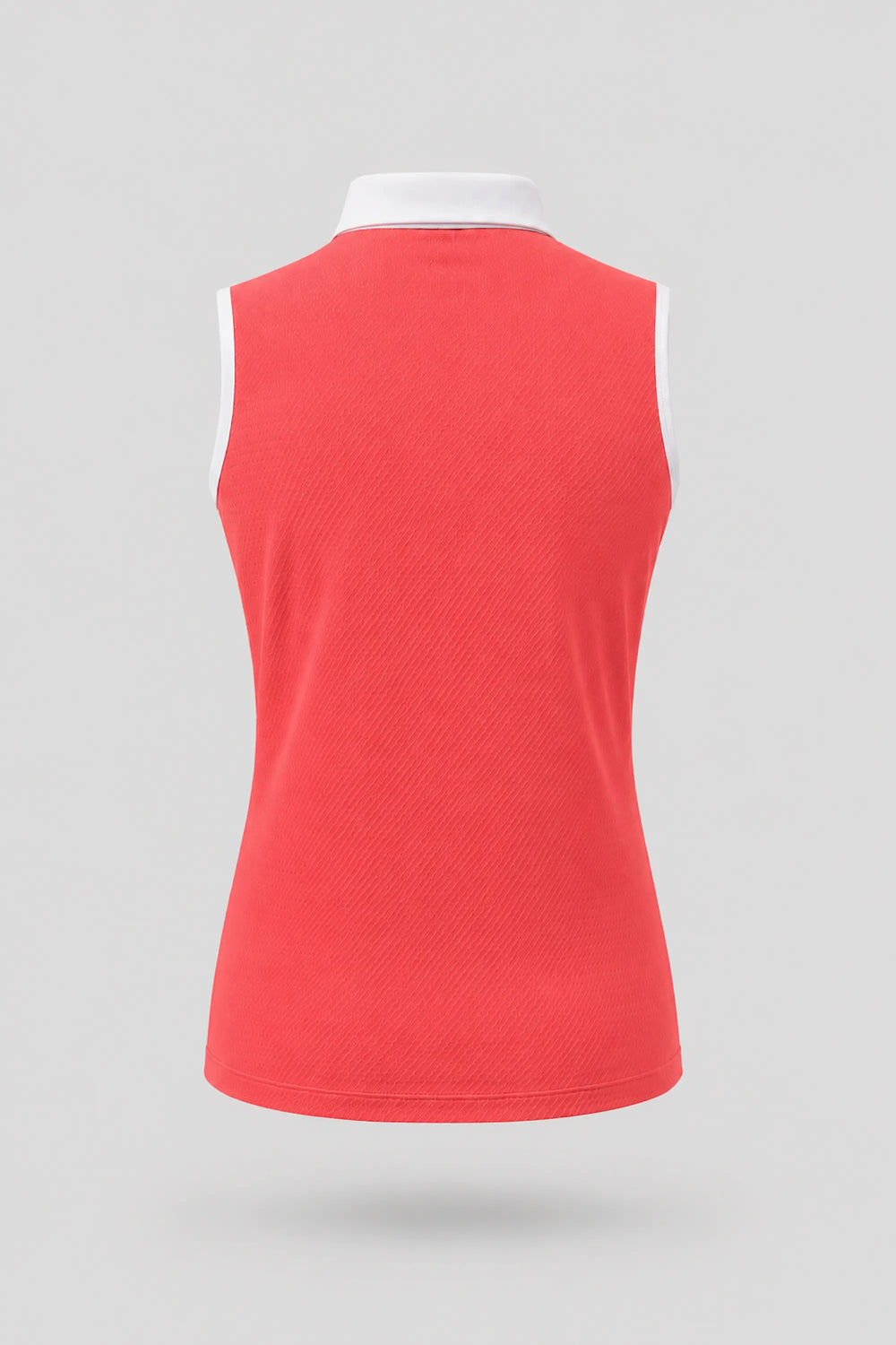 The Sleeveless Zip Neck Golf Polo - Coral Red
