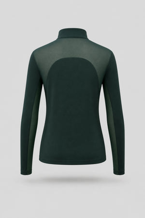 The Long Sleeve Zip Neck Golf Top - Evergreen