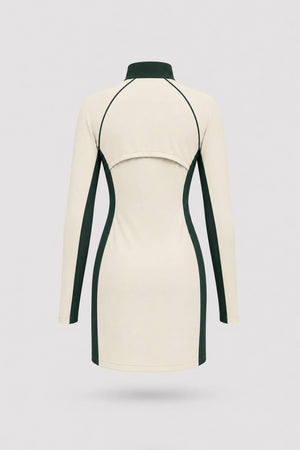 The Long Sleeve Zip Golf Dress - Cream