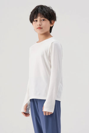 Antibacterial Performance Long Sleeve Tee - Alabaster Glow