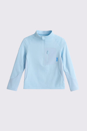 Quick-Dry Grid Fleece Pullover - Dusty Blue