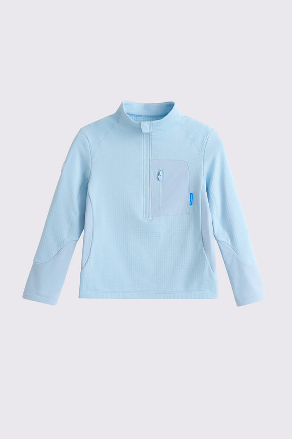 Quick-Dry Grid Fleece Pullover - Dusty Blue