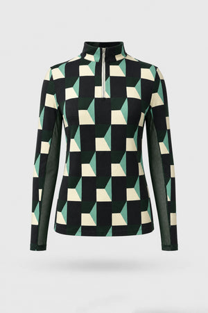 The Long Sleeve Zip Neck Golf Top - Club Geo