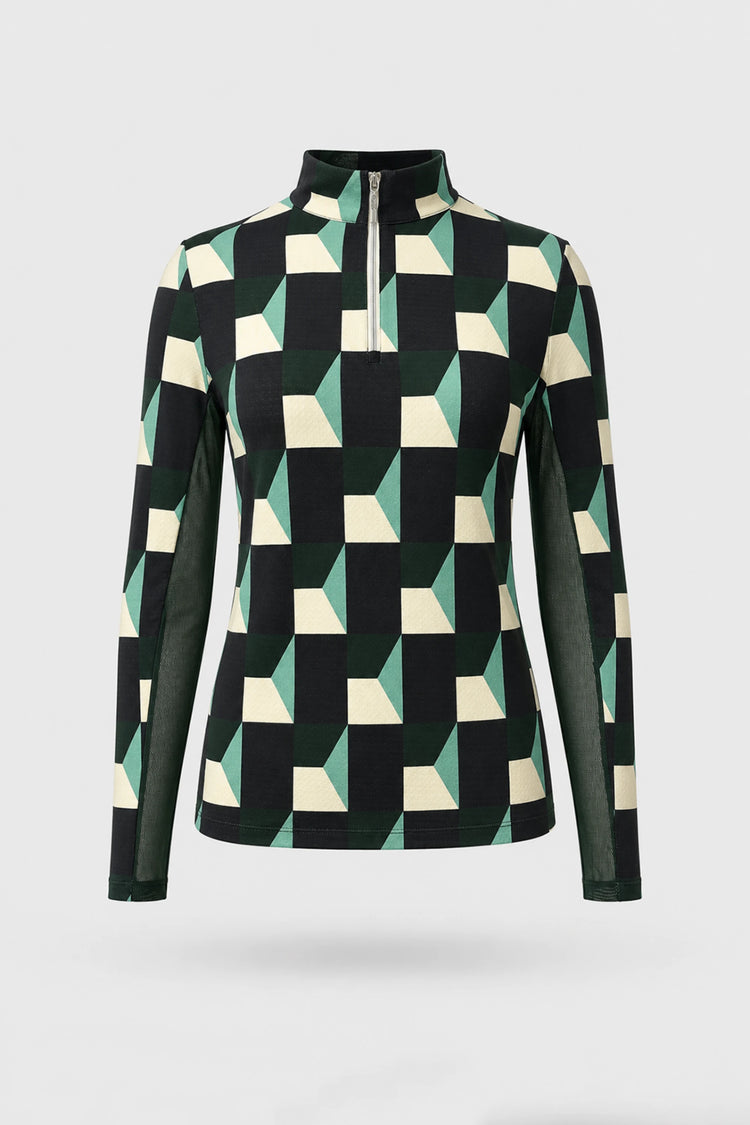 The Long Sleeve Zip Neck Golf Top - Club Geo