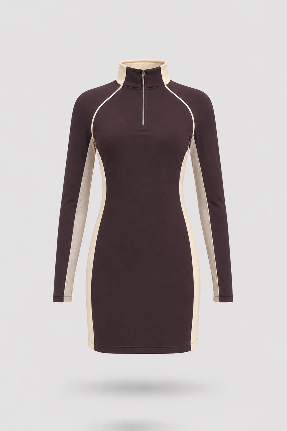 The Long Sleeve Zip Golf Dress - Cocoa