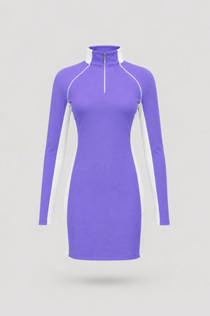 The Long Sleeve Zip Golf Dress - Violet