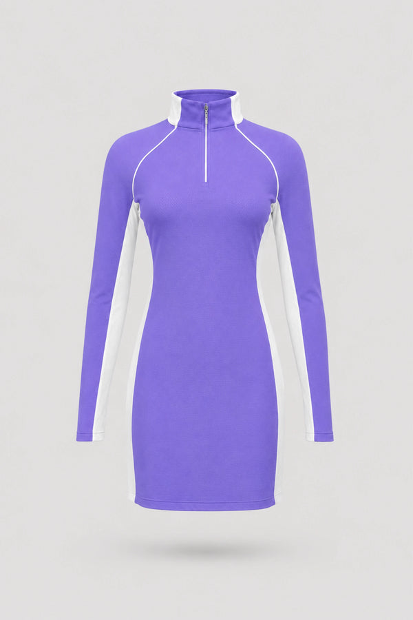 The Long Sleeve Zip Golf Dress - Violet