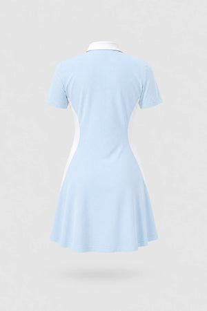 The Contour Zip Polo Golf Dress - Sky Mist