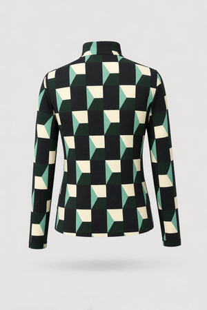 The Long Sleeve Zip Neck Golf Top - Club Geo