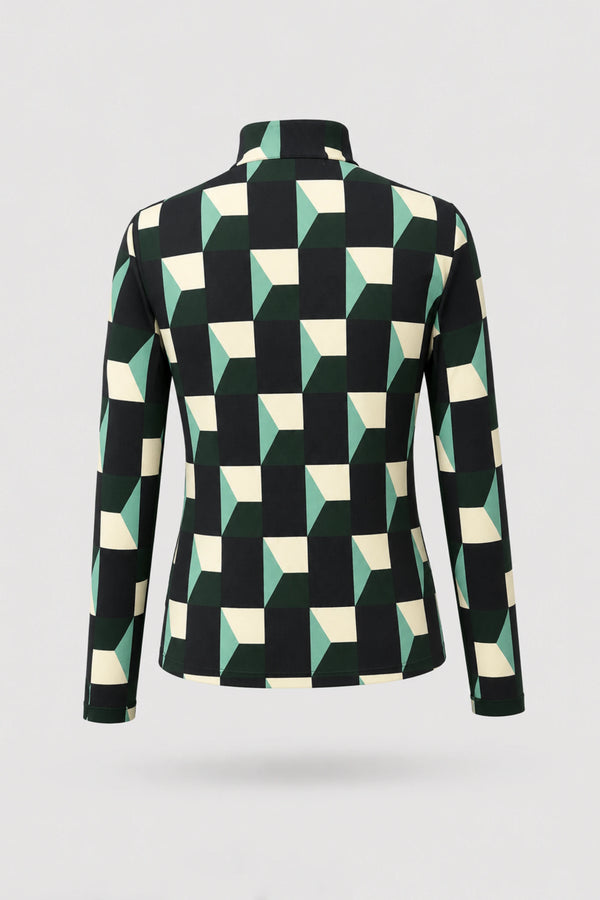 The Long Sleeve Zip Neck Golf Top - Club Geo