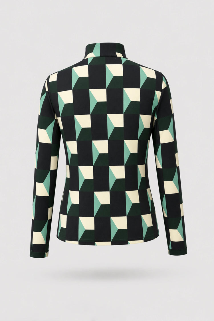 The Long Sleeve Zip Neck Golf Top - Club Geo
