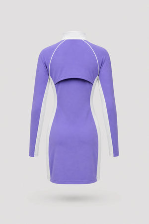 The Long Sleeve Zip Golf Dress - Violet