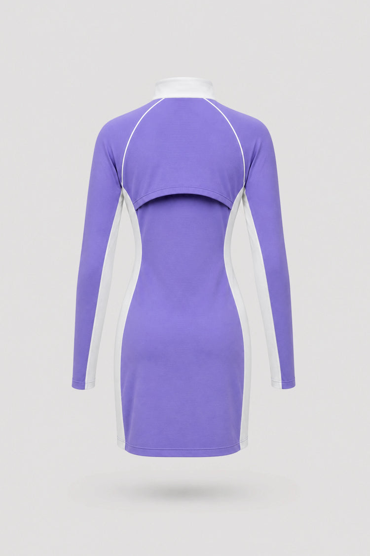 The Long Sleeve Zip Golf Dress - Violet