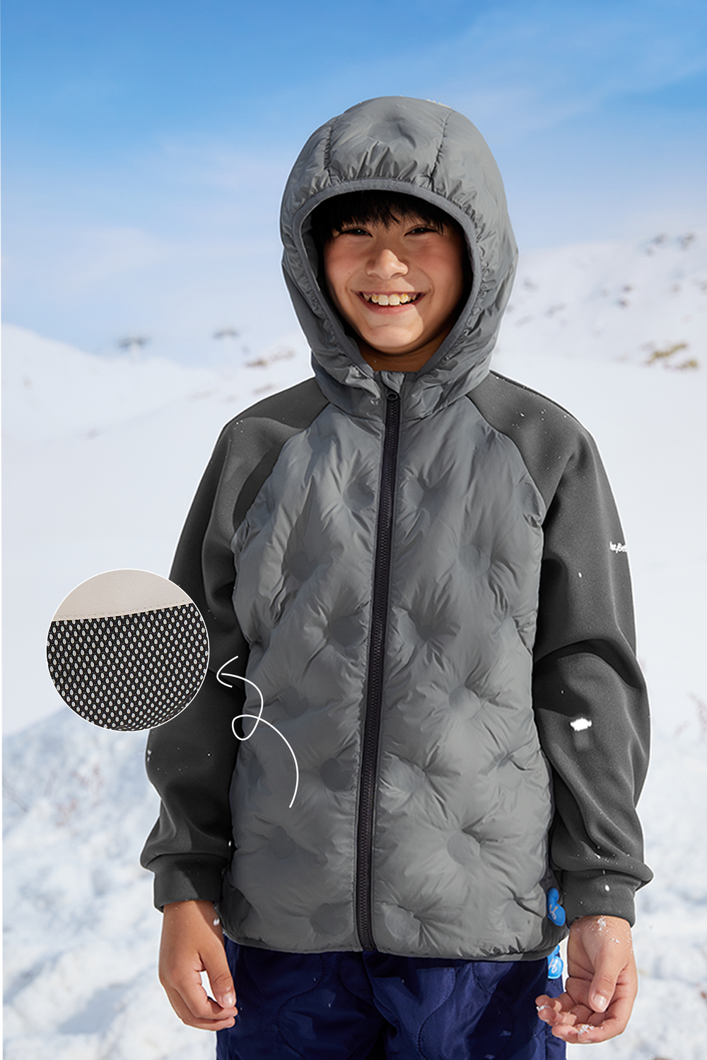 Colorblock Down Jacket - Slate Grey