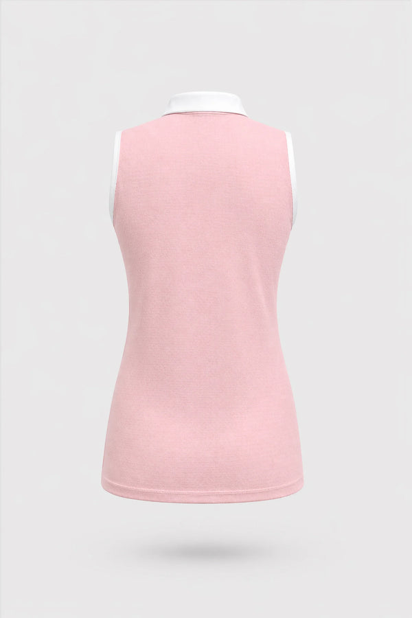 The Sleeveless Zip Neck Golf Polo - Pink