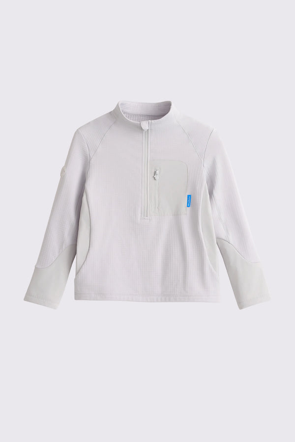 Quick-Dry Grid Fleece Pullover - Light Grey