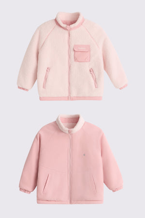 Cozy Reversible Fleece Jacket - Dusty Rose