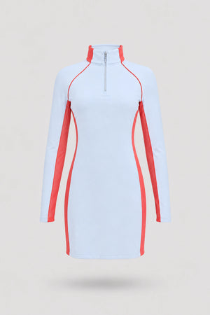 The Long Sleeve Zip Golf Dress - Sky Mist
