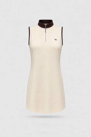 The Sleeveless Zip Golf Dress - Cream