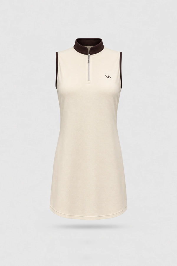 The Sleeveless Zip Golf Dress - Cream