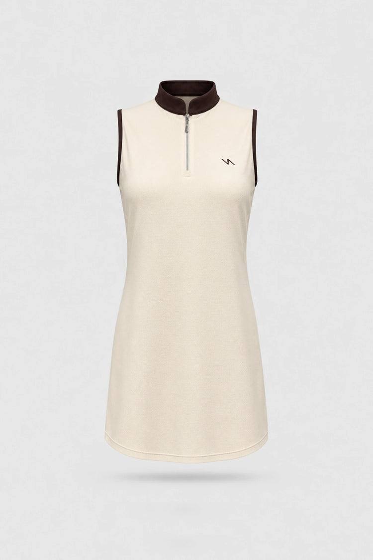 The Sleeveless Zip Golf Dress - Cream