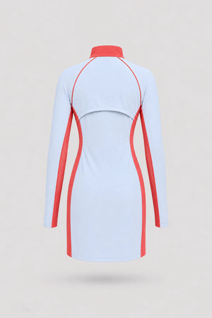 The Long Sleeve Zip Golf Dress - Sky Mist