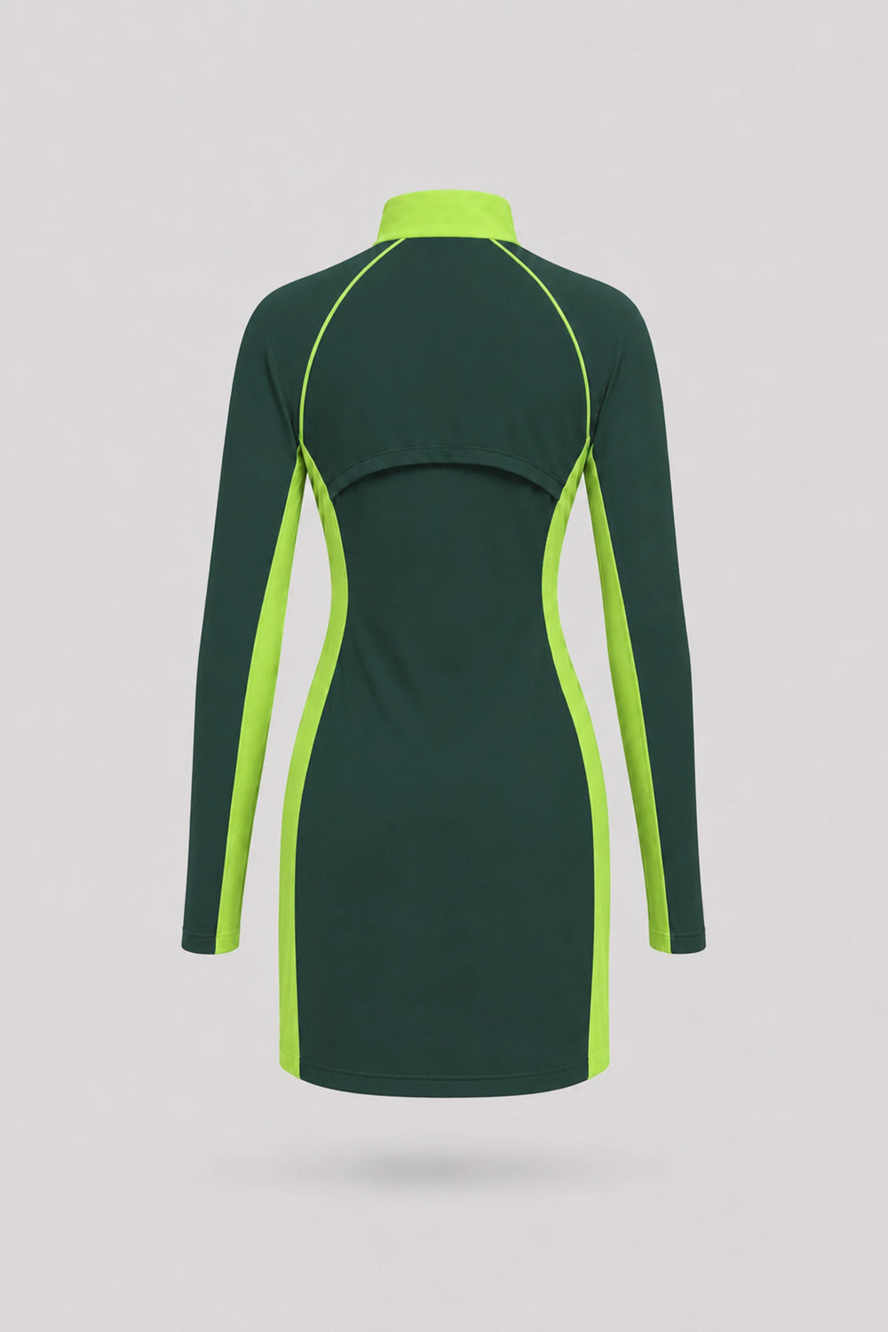 The Long Sleeve Zip Golf Dress - Evergreen