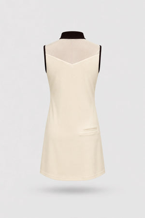The Sleeveless Zip Golf Dress - Cream