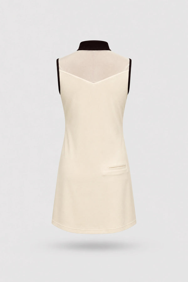 The Sleeveless Zip Golf Dress - Cream