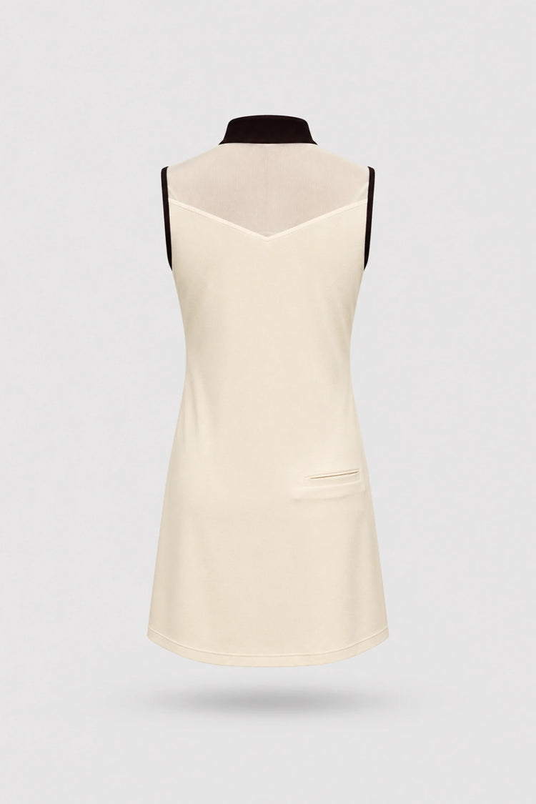 The Sleeveless Zip Golf Dress - Cream