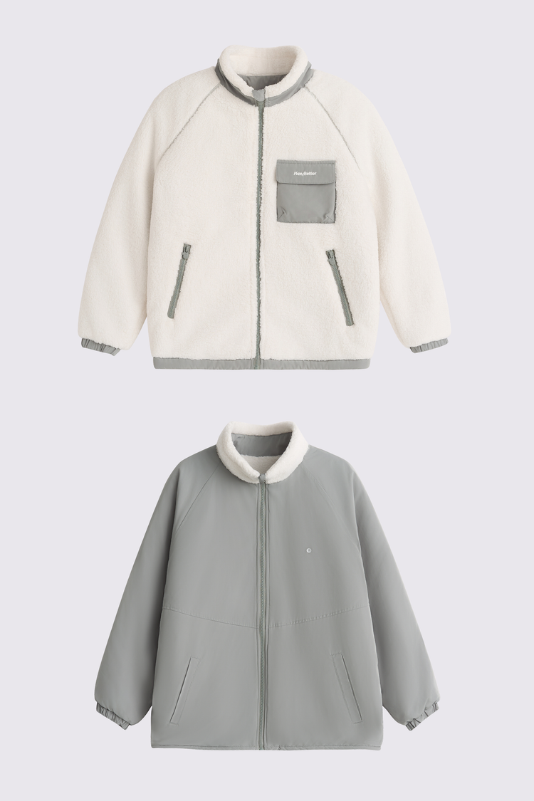 Reversible Cozy Fleece Jacket - Classic White