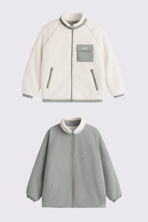 Reversible Cozy Fleece Jacket - Classic White
