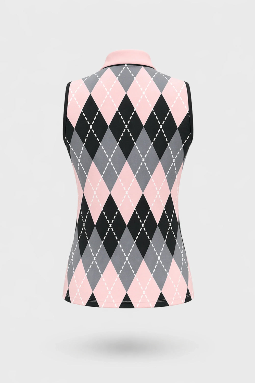 The Sleeveless Zip Neck Golf Polo - Argyle