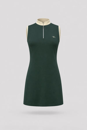 The Sleeveless Zip Golf Dress - Evergreen