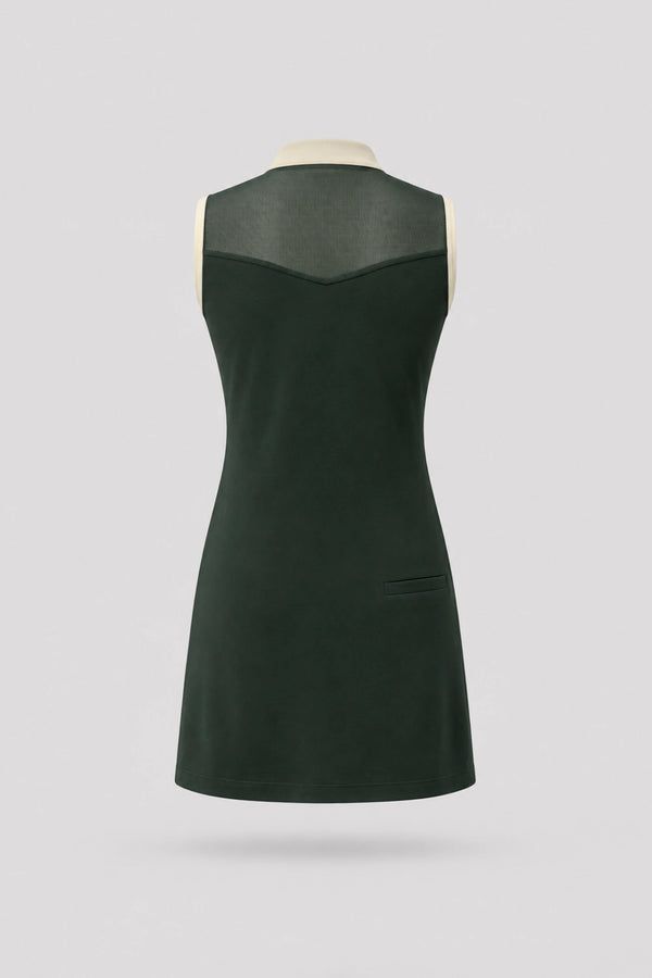 The Sleeveless Zip Golf Dress - Evergreen