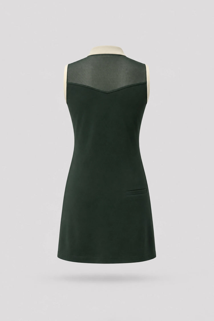 The Sleeveless Zip Golf Dress - Evergreen