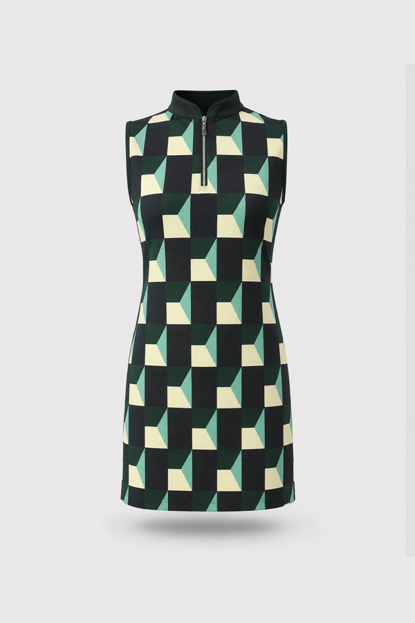 The Sleeveless Zip Golf Dress - Club Geo