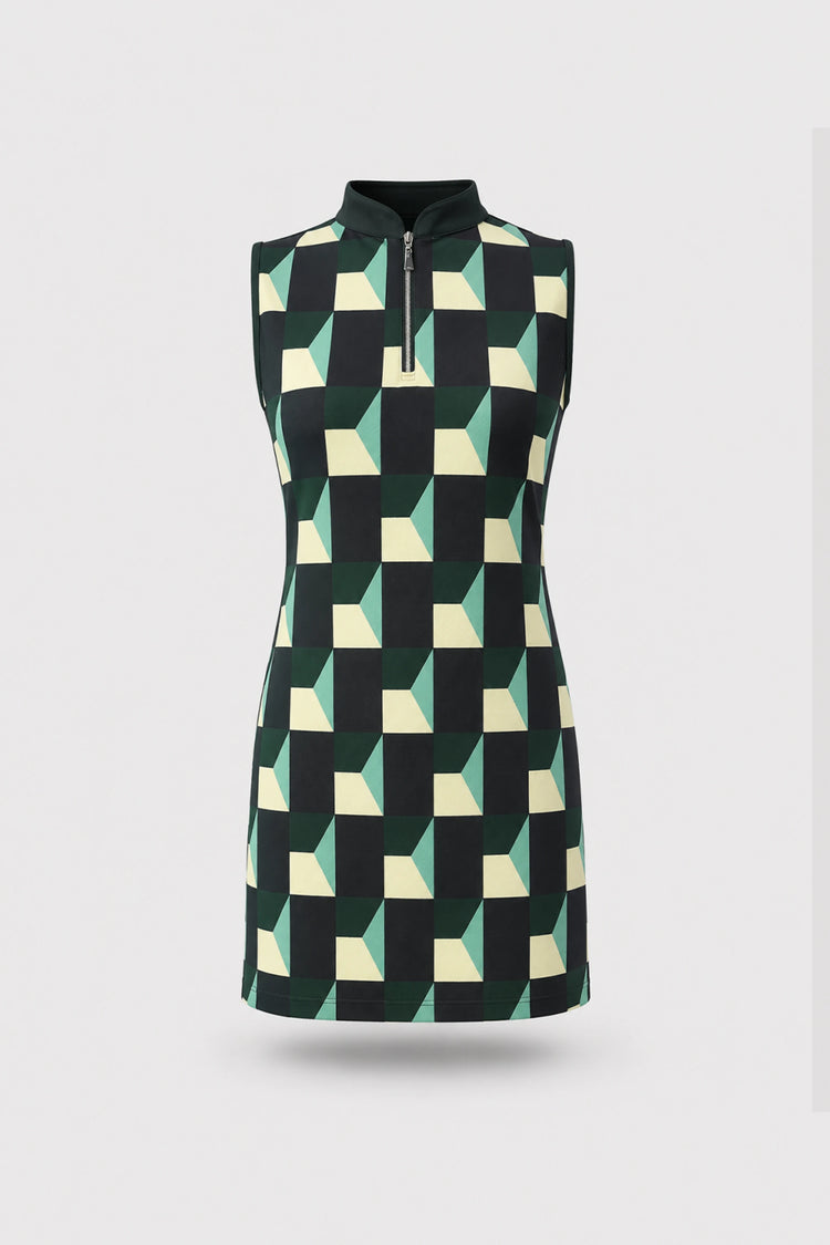 The Sleeveless Zip Golf Dress - Club Geo