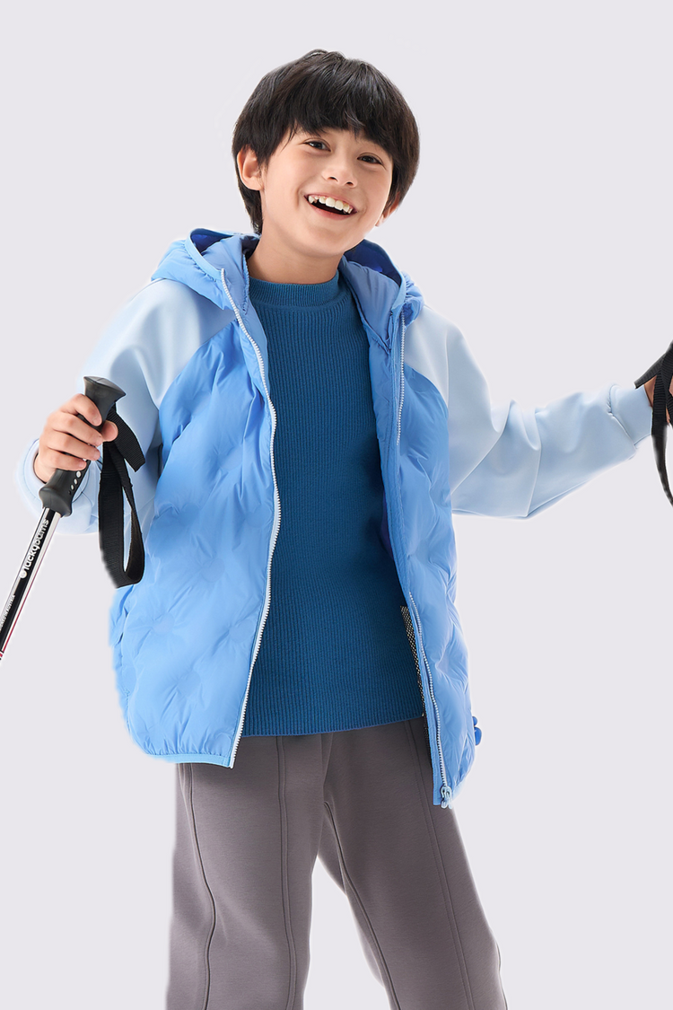 Colorblock Down Jacket - Slate Grey