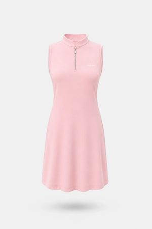 The Sleeveless Zip Golf Dress - Pink