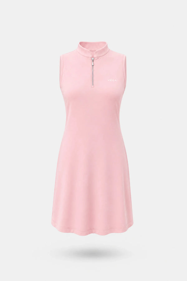 The Sleeveless Zip Golf Dress - Pink